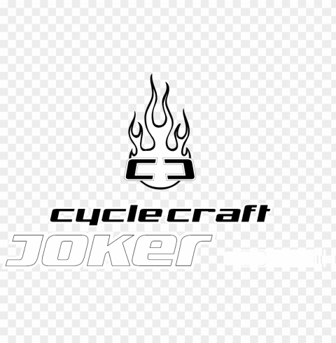 Cyclecraft Joker Logo Black And White - Calligraphy Isolated Graphic On Clear Background PNG