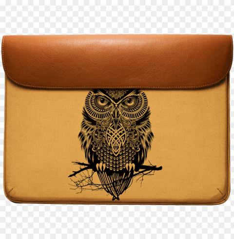 dailyobjects warrior owl real leather envelope sleeve - owl with om tattoo High-resolution PNG images with transparency wide set