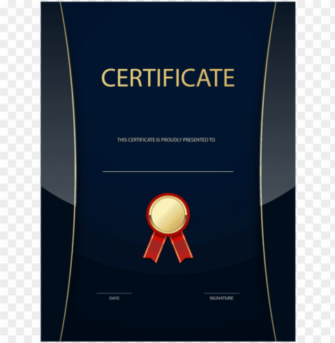 dark blue certificate template image - certificate design portrait Isolated Artwork on Clear Background PNG