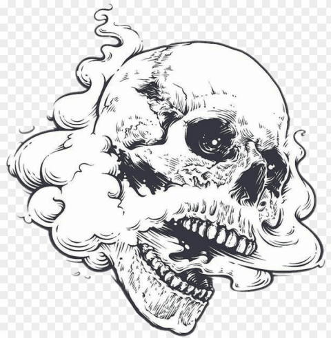 dark edgy skull art smoke weed high - skull open mouth drawi Transparent PNG Isolation of Item