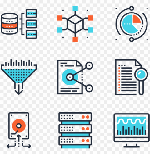 data management 25 icons - data management icon vector PNG image with no background