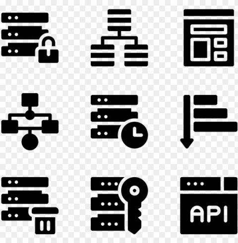 database and servers PNG transparent elements complete package