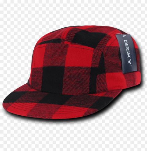 decky 5 panel solid racer racing jockey biker cap caps - decky 984 5 panel plaid racer caps - red plaid HighQuality Transparent PNG Isolated Graphic Element