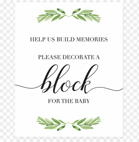 decorate a block game for greenery baby shower littlesizzle - favors please take one si PNG Graphic with Transparent Isolation