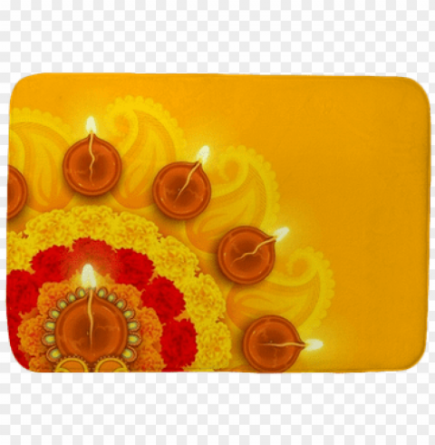 decorated diwali diya on flower rangoli bath mat - diwali diya decoration with flowers Clear PNG pictures bundle