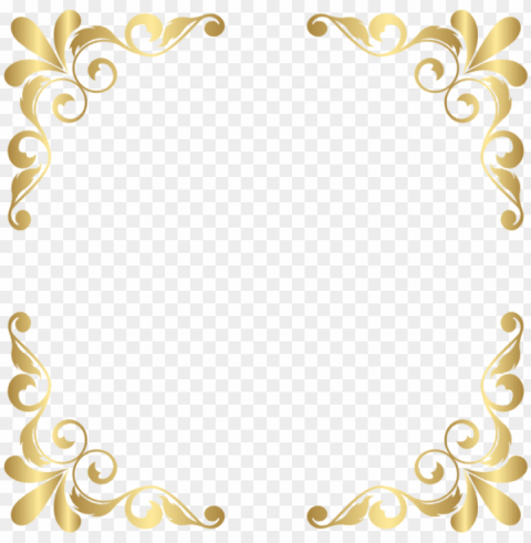 decorative lines corner - golden floral vector Transparent PNG Isolated Item with Detail