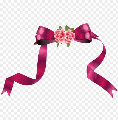 decorative ribbon with roses clipart image - laço de fita rosa High-definition transparent PNG