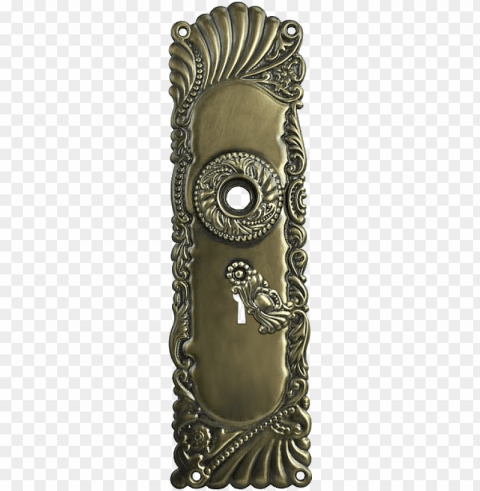 decorative vintage style brass door plate with knob - decorative door plates PNG Image Isolated on Transparent Backdrop