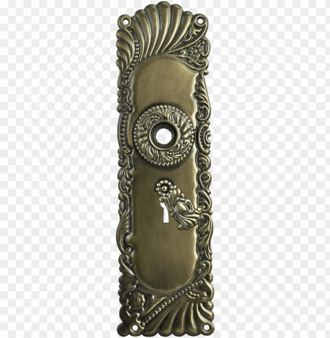 decorative vintage style brass door plate with knob - decorative door plates PNG Image Isolated on Transparent Backdrop PNG transparent with Clear Background ID ec0434c1