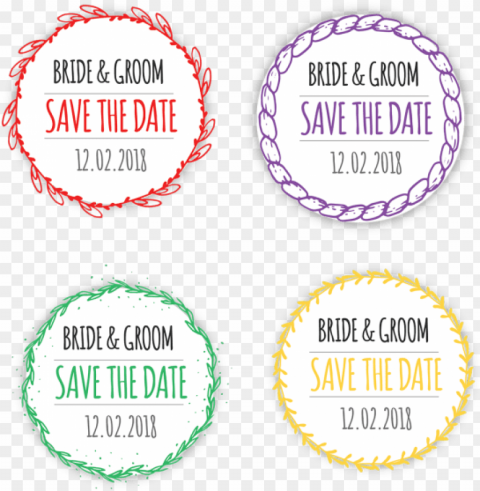 decorative wedding invitation floral wreath badge - bash save the date PNG Image Isolated with High Clarity