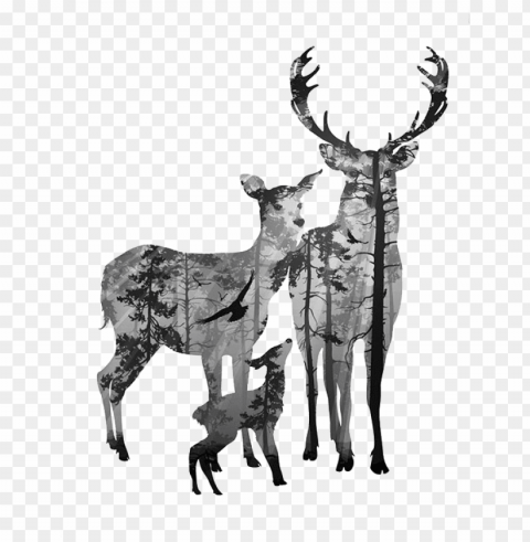 deer canvas clip art elk transprent - forest silhouette deer PNG transparent photos vast variety