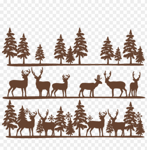deer clipart border - svg deer and tree scene Transparent PNG graphics assortment