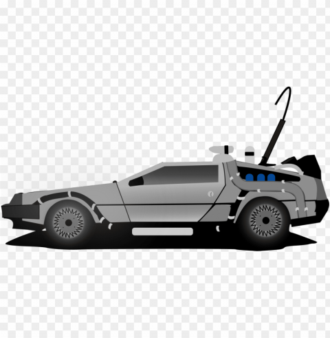 delorean dmc-12 car marty mcfly delorean time machine - cartoon back to the future car Isolated Icon with Clear Background PNG
