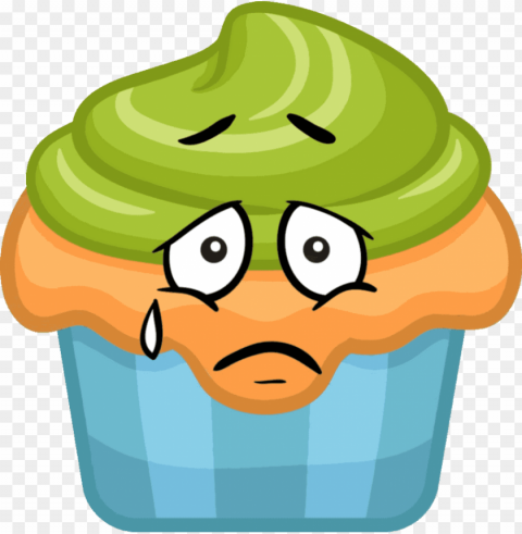 dessert cupcake qui pleure - cartoon trees with sad faces Clean Background Isolated PNG Icon
