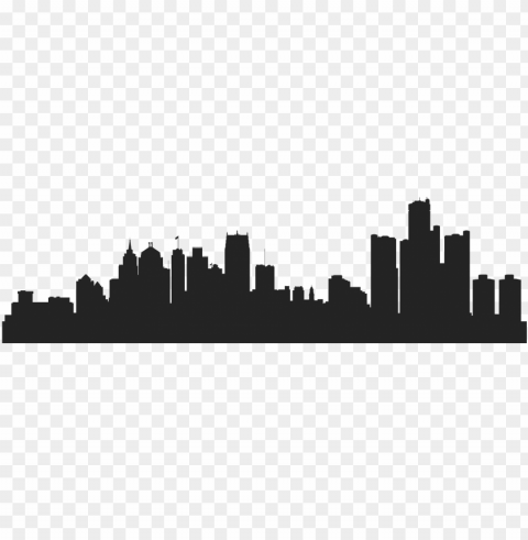 detroit city skyline silhouette Transparent Background PNG Isolated Pattern