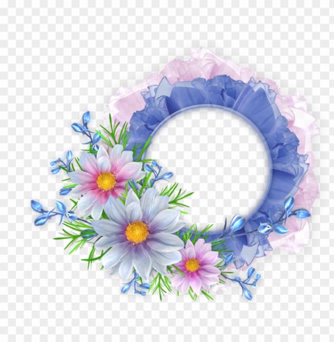 deviantart logo clipart - blue flower frame PNG transparent graphics for download