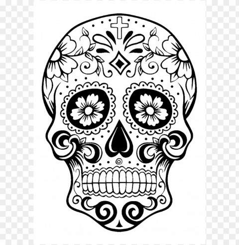 dia de los muertos skull coloring pages colored Isolated Element on HighQuality Transparent PNG
