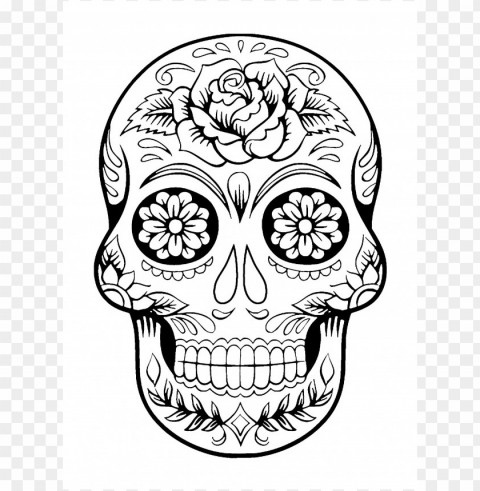 dia de los muertos skull coloring pages colored Isolated Graphic in Transparent PNG Format