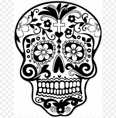 dia de los muertos skull coloring pages colored Isolated Graphic on Clear Background PNG