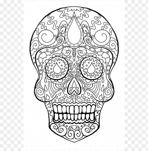 dia de los muertos skull coloring pages colored Isolated Element on HighQuality PNG