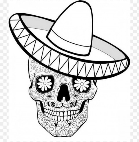 dia de los muertos skull coloring pages colored Isolated Icon with Clear Background PNG PNG transparent with Clear Background ID faf58f08