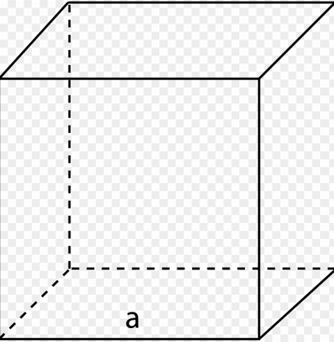 diagram of a cube showing e edge length - line art PNG Isolated Object with Clear Transparency