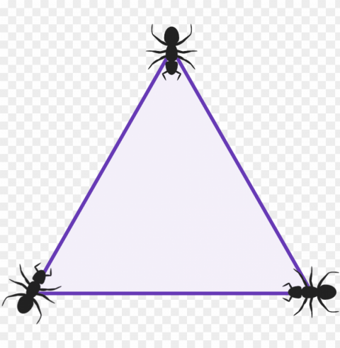 diagram of a triangle with 3 ants sat one at each vertex - triangle ClearCut Background PNG Isolation