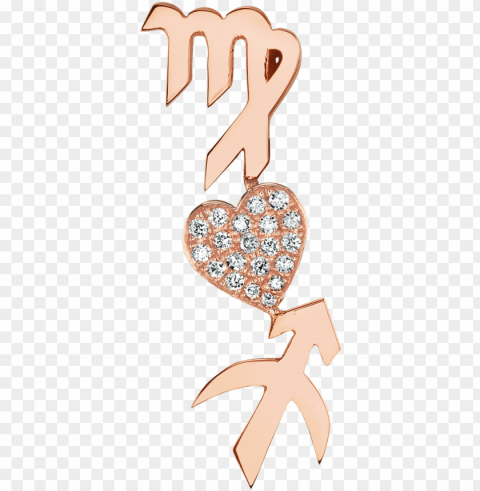 diamond heart and zodiac earring - zodiac PNG transparent pictures for editing