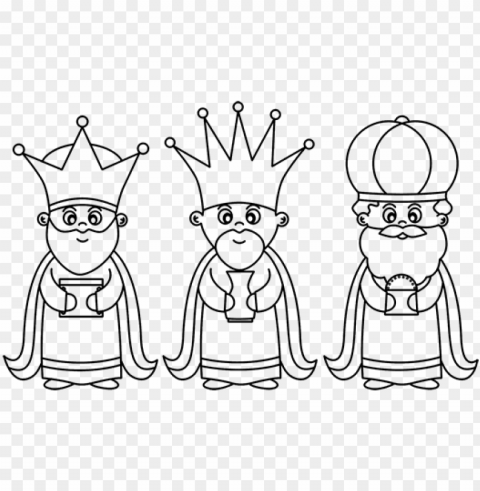 dibujo de los 3 reyes magos para colorear - dia de reyes magos para colorear PNG with Isolated Transparency