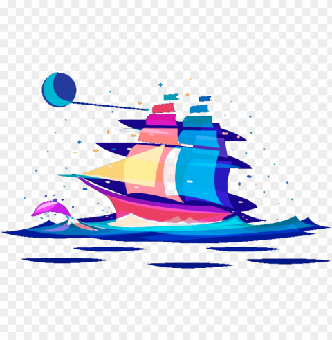 dibujos de barcos a color Isolated Design in Transparent Background PNG