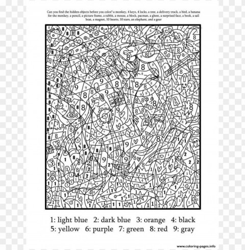difficult color by number coloring pages HighQuality Transparent PNG Object Isolation