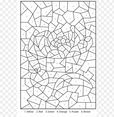 difficult color by number coloring pages HighResolution Isolated PNG Image