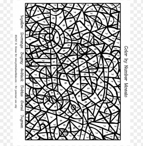 difficult color by number coloring pages HighResolution PNG Isolated Artwork