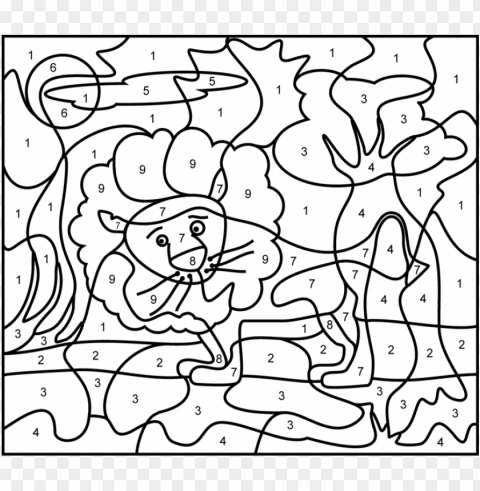 difficult color by number coloring pages Isolated Character on HighResolution PNG