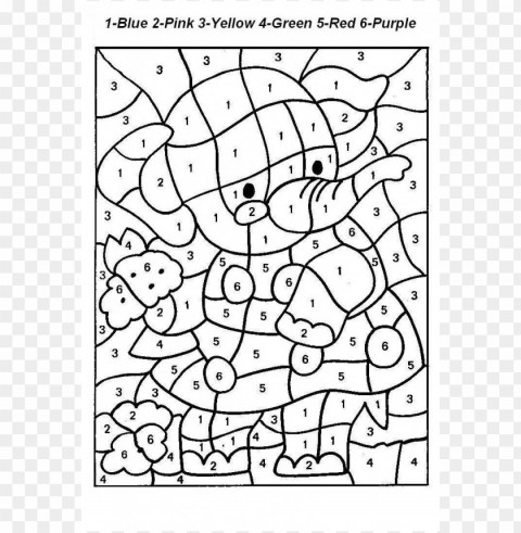 difficult color by number coloring pages Isolated Character with Clear Background PNG