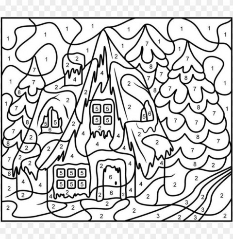 difficult color by number coloring pages Isolated Design Element on PNG
