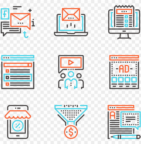 digital marketing - server management icons PNG isolated