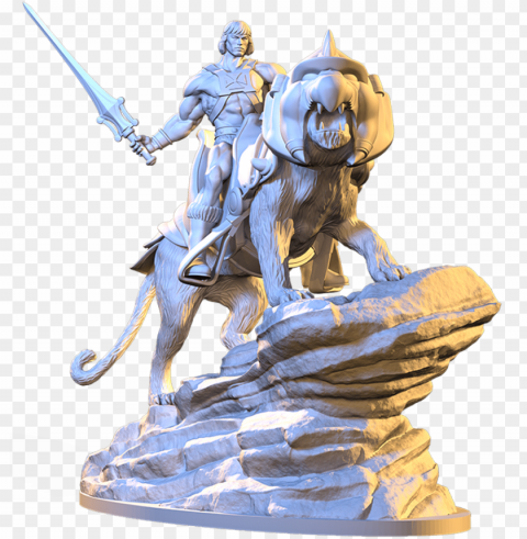 diorama he-man and battlecat - action figure PNG transparent backgrounds