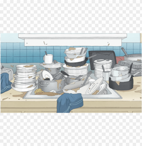 Dirty Dishes PNG Graphic Isolated With Clear Background