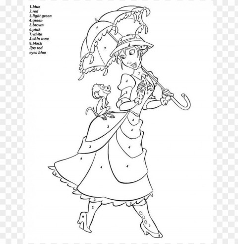 disney color by number coloring pages Clear PNG pictures package