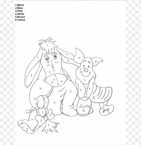 disney color by number coloring pages ClearCut Background Isolated PNG Design