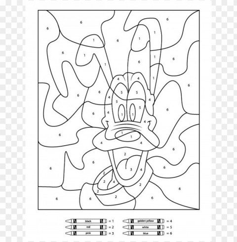 disney color by number coloring pages ClearCut Background PNG Isolated Element