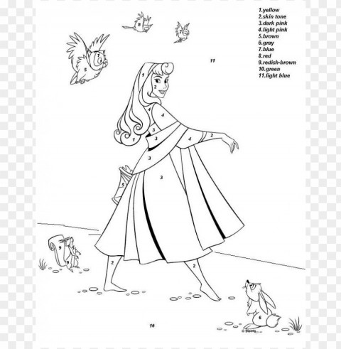 disney color by number coloring pages ClearCut Background PNG Isolated Item