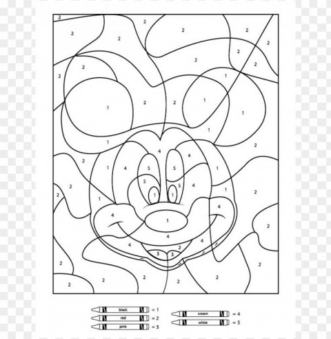disney color by number coloring pages ClearCut Background PNG Isolated Subject