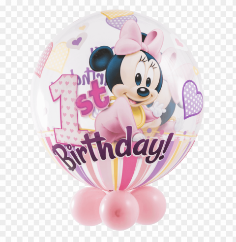 disney minnie mouse 1st birthday bubble balloon - 22 minnie mouse 1st birthday bubble balloons - mylar ClearCut Background PNG Isolation
