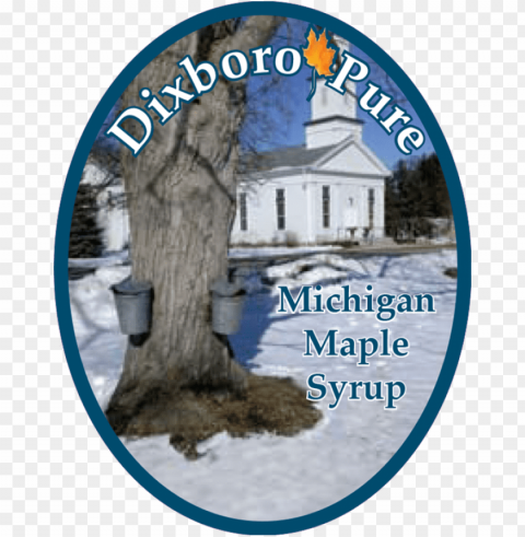 dixboro pure michigan maple syrup label Isolated Character in Clear Transparent PNG