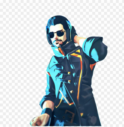 dj alok free fire character PNG Graphic Isolated on Clear Background