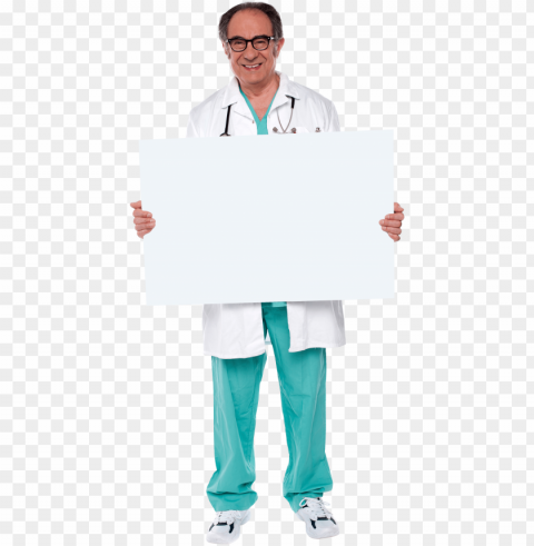 doctor holding banner PNG free download transparent background