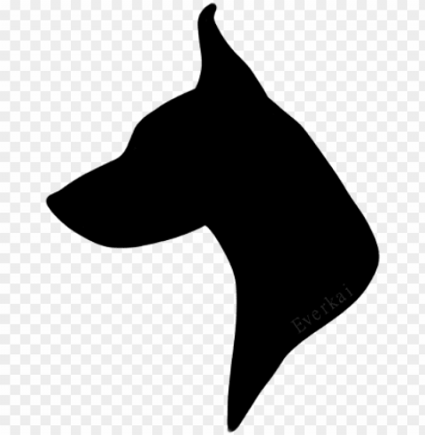 dog head silhouette images pictures - doberman head silhouette Transparent Background PNG Isolated Item