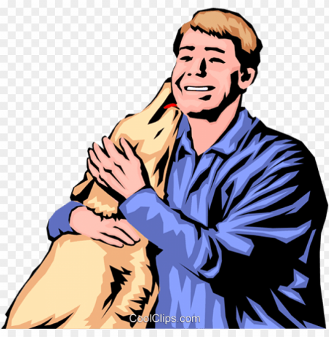 Dog Licking Mans Face - Dog Licking Mans Face Isolated Artwork On Transparent Background PNG